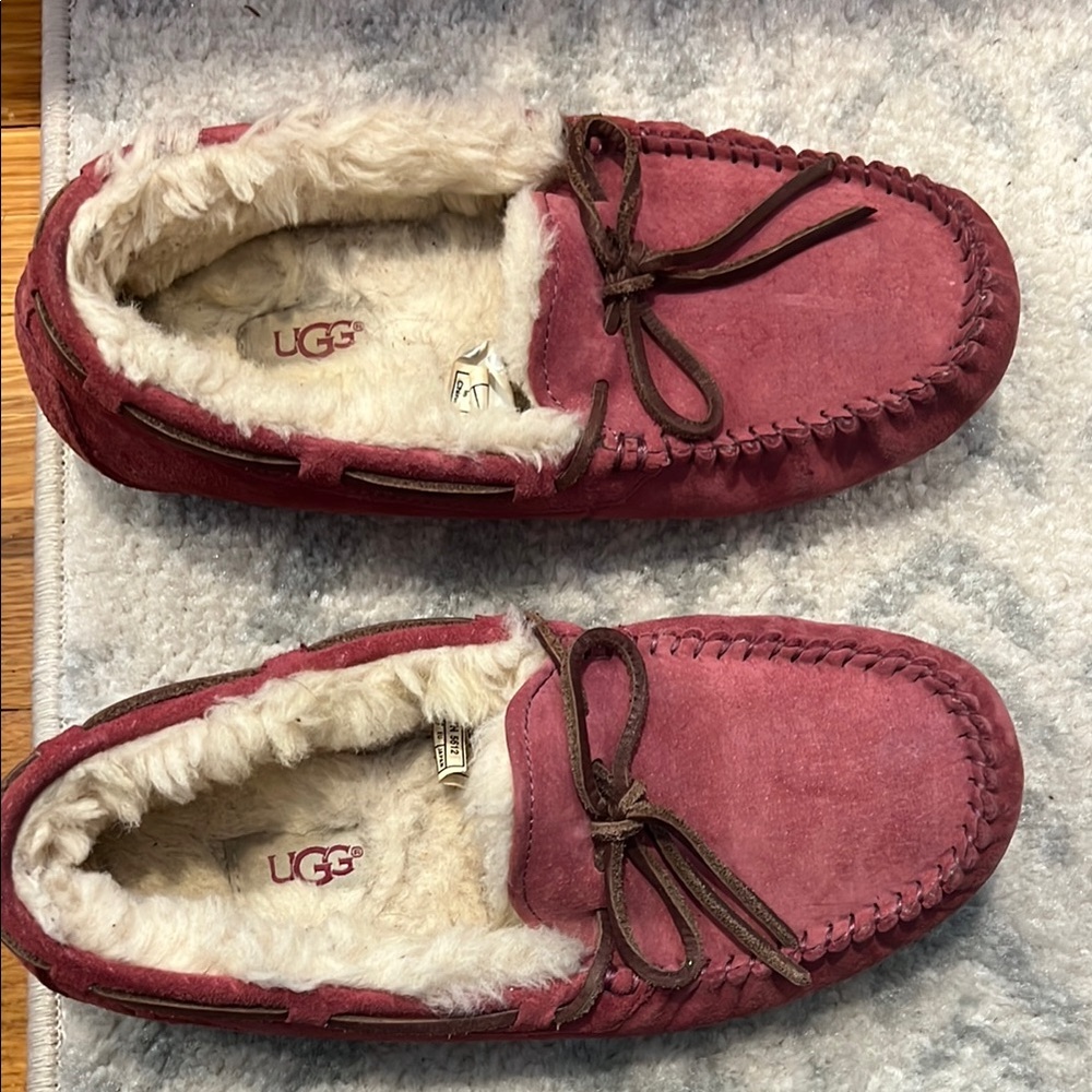 UGG maroon Suede Moccasin Slippers